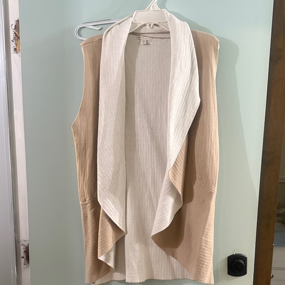 Cato Cream and Tan Open Front Cardigan